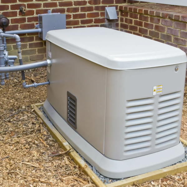 Residential standby generator installed outside of a home Residential standby generator installed outside of a home