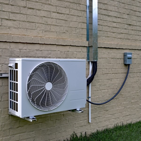 Heat pump on exterior of home Heat pump on exterior of home
