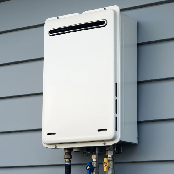 Tankless water heater installed in home